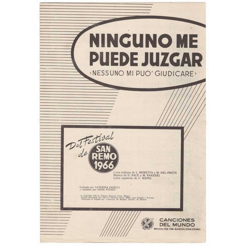 Cancionero Ninguno me puede juzgar por Caterina Caselly y Gene Pitney