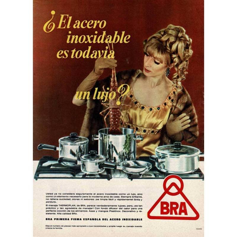 Publicidad doble menaje cocina acero inoxidable Bra + Spontex