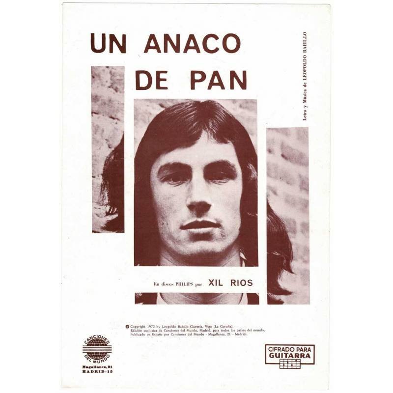 Cancionero Un Anaco de Pan de Xil Rios con cifrado para guitarra