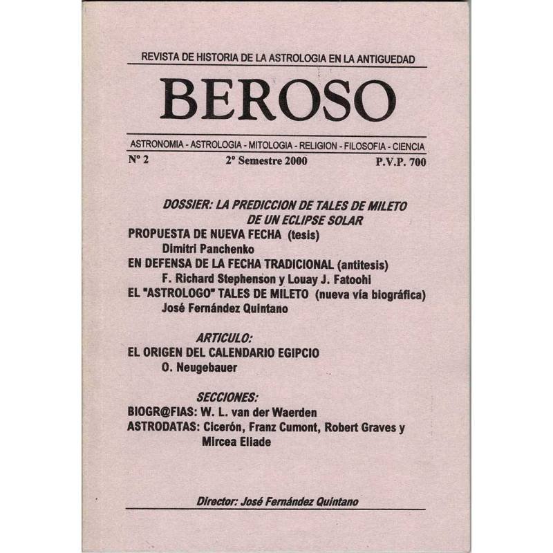 Revista Beroso No. 2. 2000. La predicción de Tales de Mileto de un eclipse solar