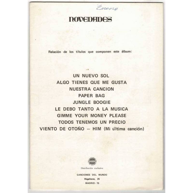 Cancioneros Novedades 1974. Donna Hightower, Kool & The Gang, Victor Manuel, etc.