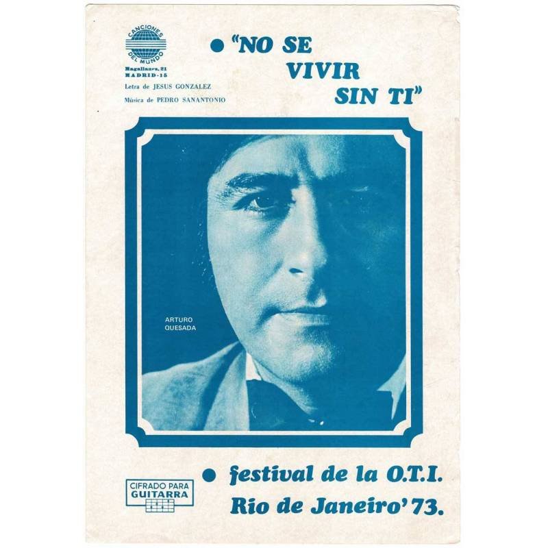 Cancionero No se vivir sin tí de Arturo Quesada con cifrado para guitarra