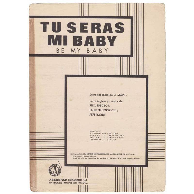 Cancionero Tu serás mi baby de Phil Spector, Ellie Greenwich y Jeff Barry
