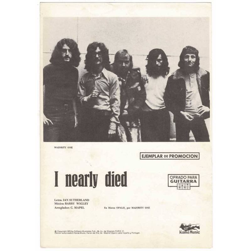 Cancionero I Nearly Died de Majority One con cifrado para guitarra