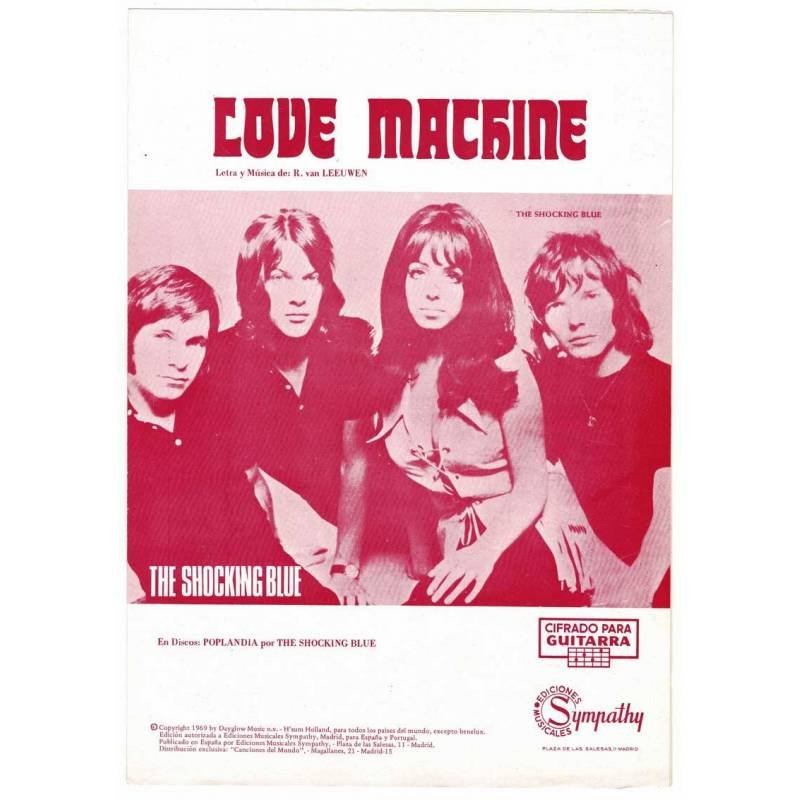 Cancionero Love Machine de The Schocking Blue con cifrado para guitarra
