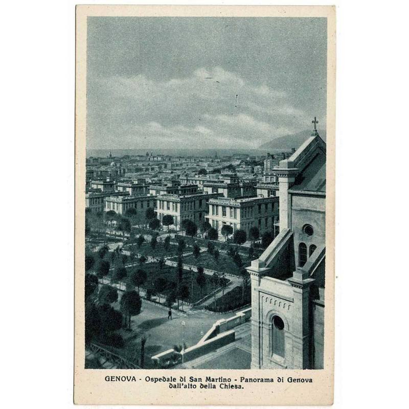 Postal Italia. Genova. Ospedale di San Martino. Panorama dall'alto della Chiesa