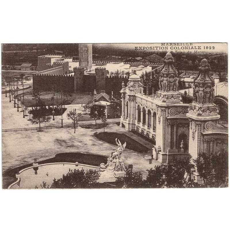 Postal Francia. Marseille. Exposition Coloniale 1922. Grand Palais et Palais du Maroc