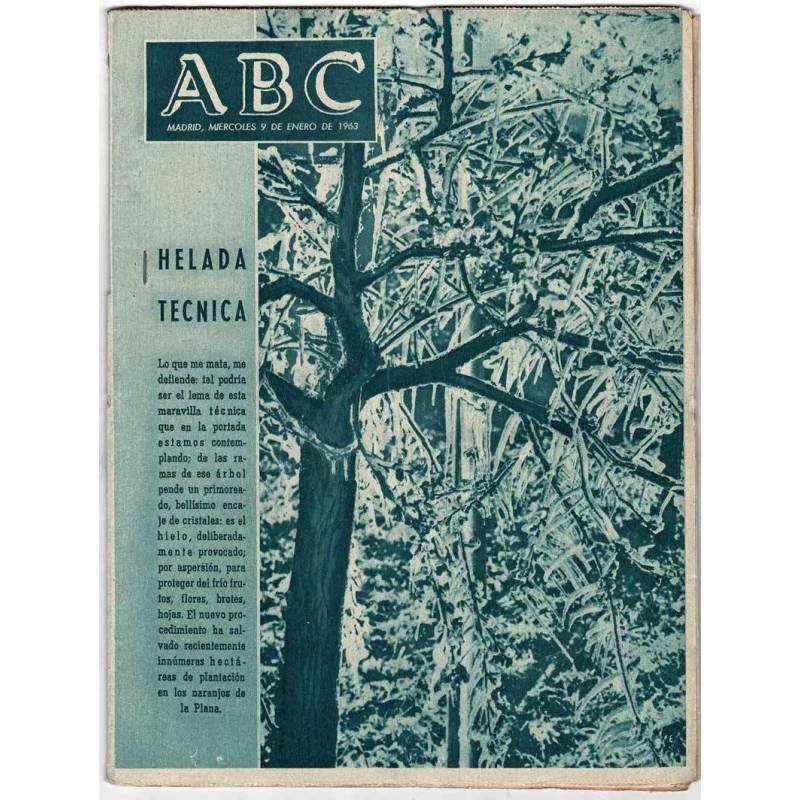 Periódico ABC 9 Enero 1963. Helada técnica