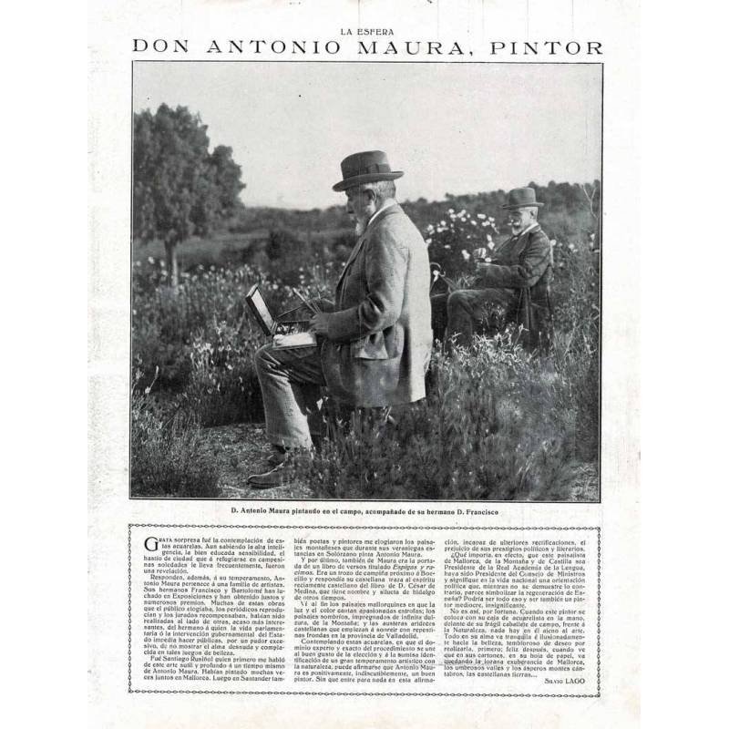 Don Antonio Maura, Pintor (recorte revista)