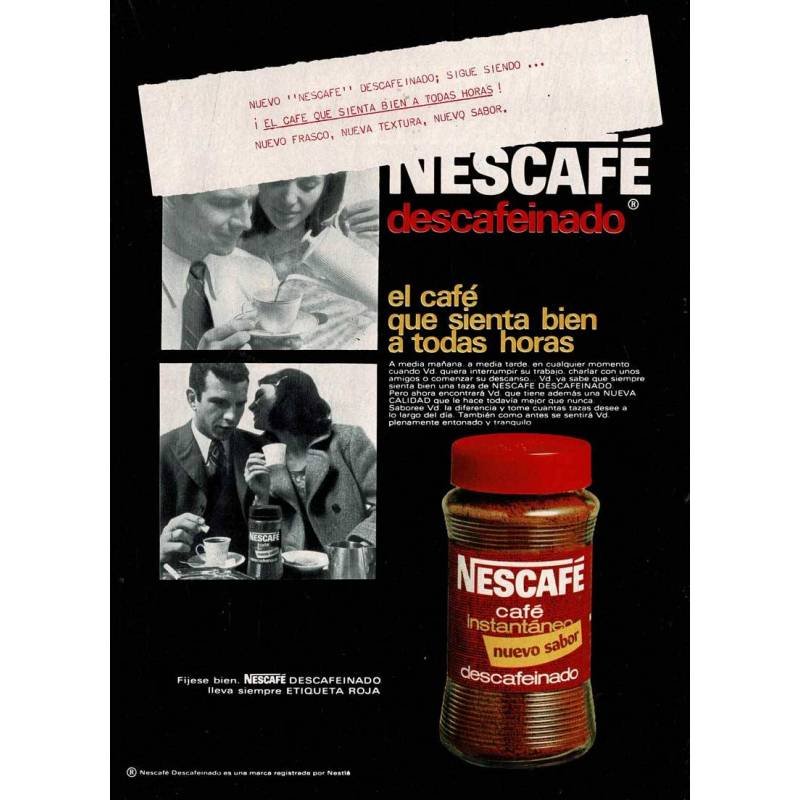 Publicidad Nescafé Descafeinado. Años 60