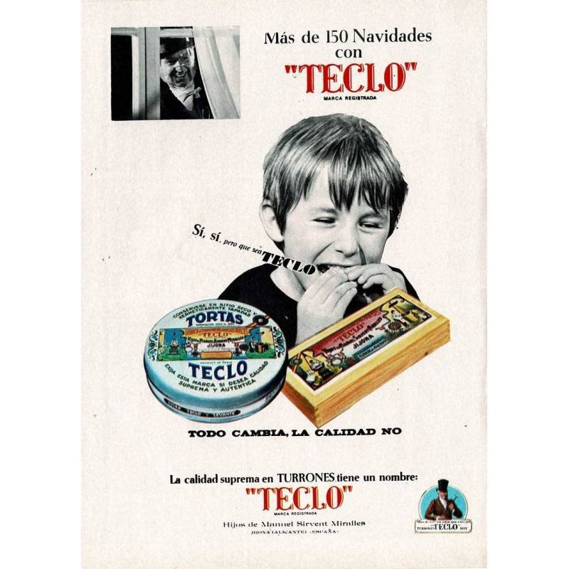 Publicidad Tortas y Turrones Teclo. Años 60