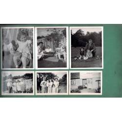Antiguo album de fotos familiar. Coches, motos, niños, boda, familia, pescadería
