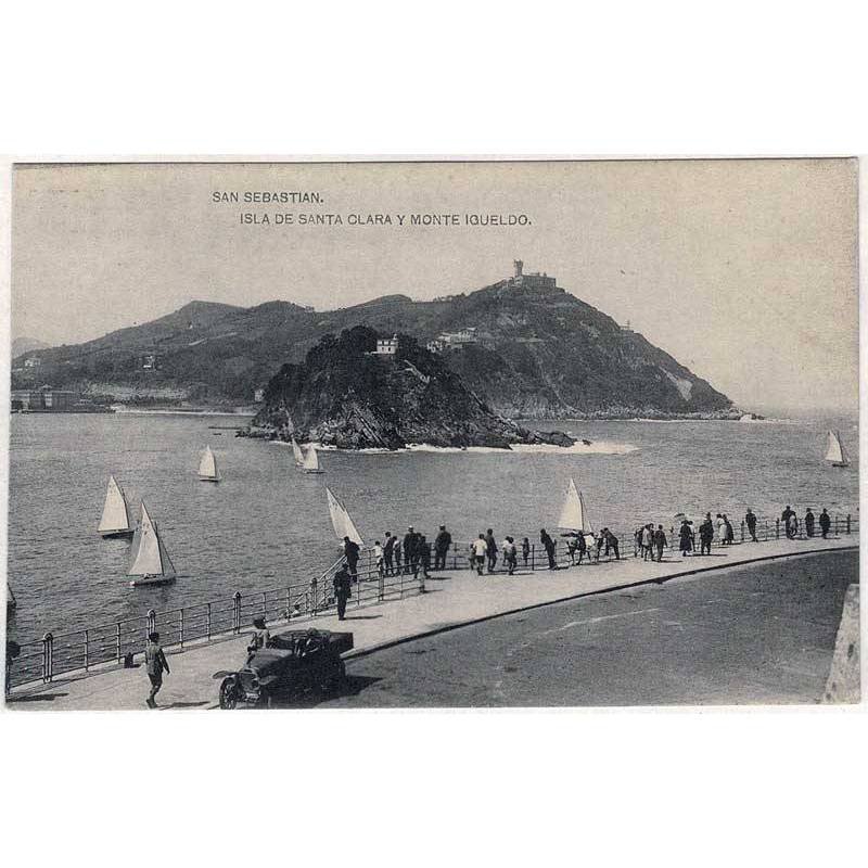 Postal Guipúzcoa. San Sebastián. Isla de Santa Clara y Monte Igueldo. Hauser y Menet