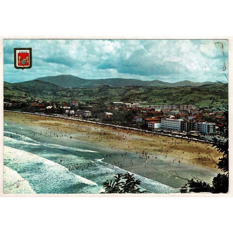 Postal Guipúzcoa. Zarauz. Vista parcial No. 1. Escudo de Oro