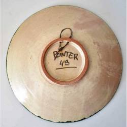 Plato de cerámica motivos geométricos. Firmado Domingo Punter 22 cm. Teruel