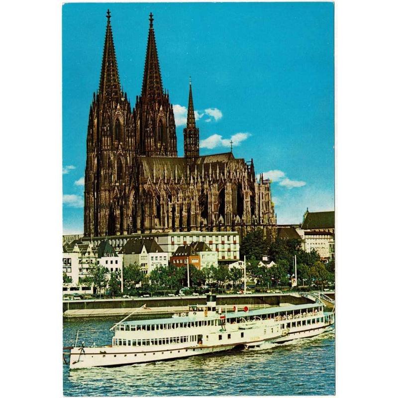 Postal gigante Alemania. Köln Am Rhein. Dom und Dampferanlegestellen No. Super 1