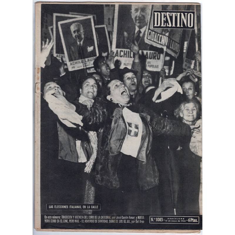 Revista Destino No. 1083. 10 mayo 1958. Elecciones italianas
