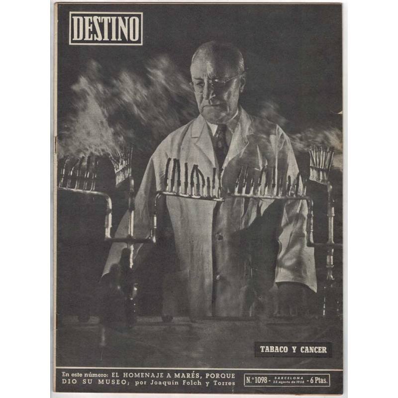 Revista Destino No. 1098. 23 agosto 1958. Tabaco y cáncer