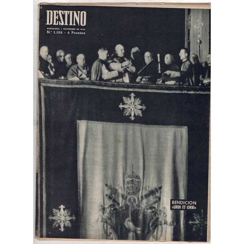 Revista Destino No. 1108. 1 noviembre 1958. Bendición Urbi et Orbi