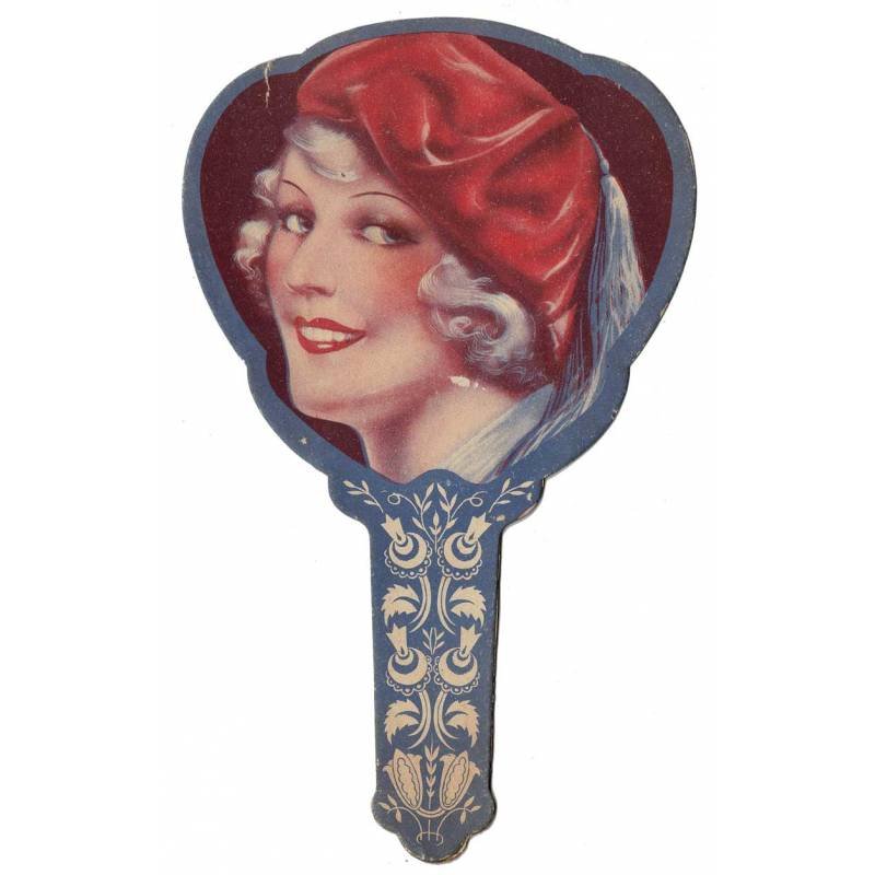 Antiguo abanico pay pay de cartón con publicidad La Burgalesa de Madrid