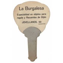 Antiguo abanico pay pay de cartón con publicidad La Burgalesa de Madrid