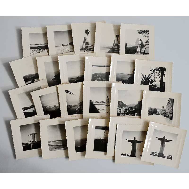 Lote de 24 fotografías antiguas Rio de Janeiro, Brasil. Cristo Redentor. Gevaert Ridax
