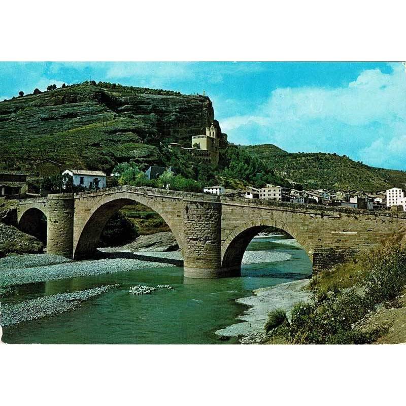 Postal Tarragona. Graus. Puente de Abajo sobre rio Esera No. 9