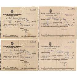 Lote de 16 recibos Abastecimiento de Aguas. Ayuntamiento de Málaga. Años 50-60