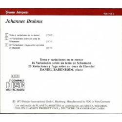 Brahms. Barenboim - Tema y variaciones en re menor. 16 variaciones sobre Schumann. CD