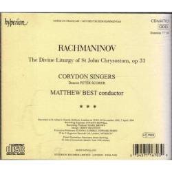 Rachmaninov, Corydon Singers, Matthew Best - The Divine Liturgy Of St. John Chrysostom, Op. 31. CD