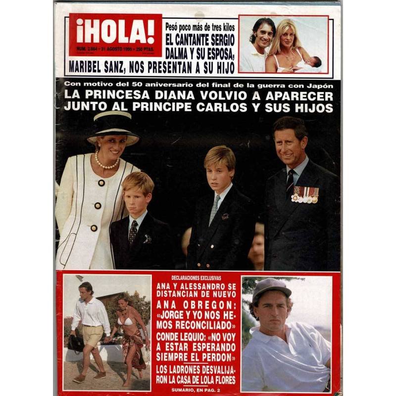 Hola No. 2664. 31 agosto 1995. Princesa Diana. Sergio Dalma. Nicole Kidman