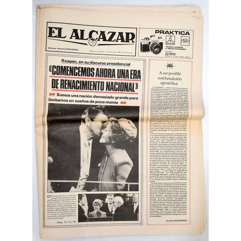 Periódico El Alcázar 21 enero 1981. Ronald Reagan