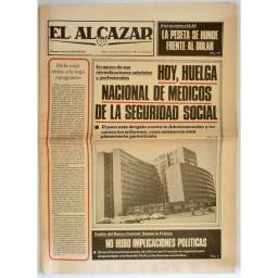 Periódico El Alcázar 3 junio 1981. Huelga nacional de médicos de la Seguridad Social