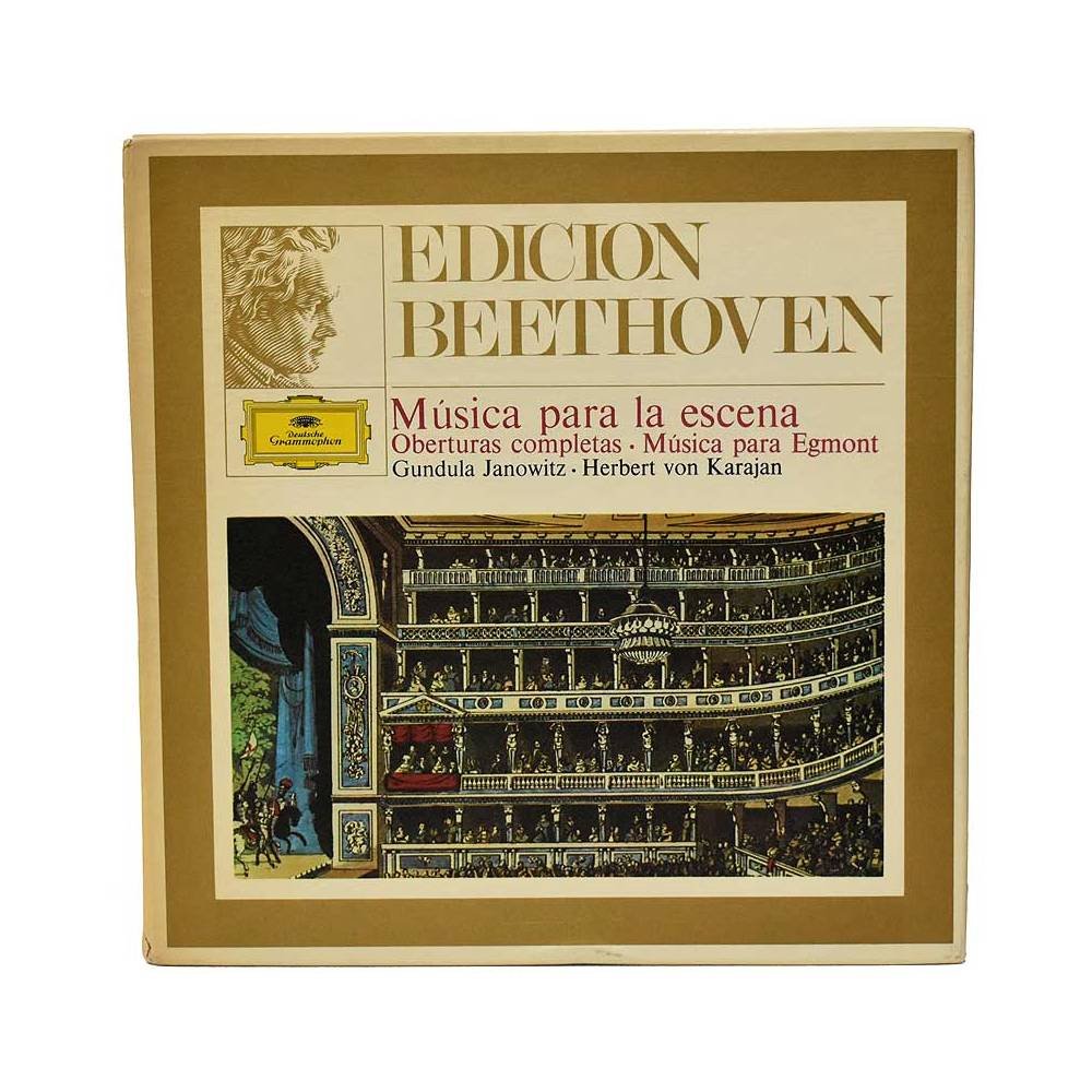 Edición Beethoven. Música para la escena. Oberturas completas. Música para Egmont. Karajan. 3 x LP