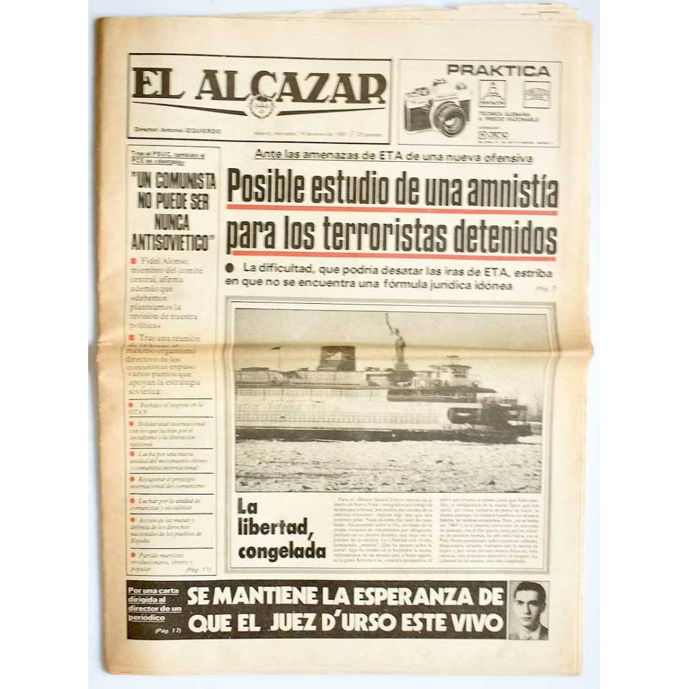 Periódico El Alcázar 14 enero 1981. Posible amnistía para terroristas de ETA