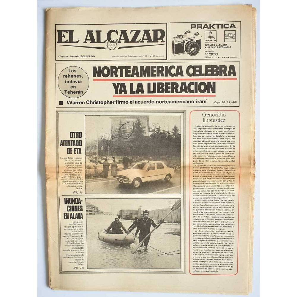 Periódico El Alcázar 20 enero 1981. Norteamérica celebra ya su liberación