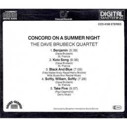 The Dave Brubeck Quartet - Concord On a Summer Night. CD