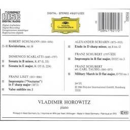 Vladimir Horowitz - The Studio Recordings - New York 1985. Liszt. Scarlatti. Schubert. Schumann. Scriabin. CD