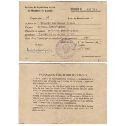 Antigua tarjeta de Servicio de Suministros Varios del Ministerio del Ejército, Melilla 1963