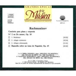 Grandes Épocas de la Música. Rachmaninov - Concierto para piano y orquesta No. 2. Rapsodia. CD