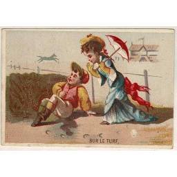 Cromo antiguo Sur le Turf....