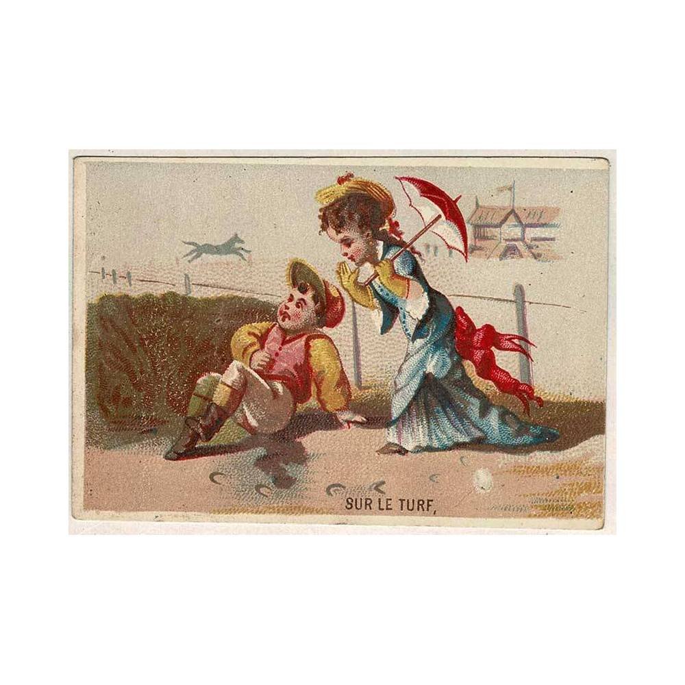 Cromo antiguo Sur le Turf. Mme. Guimard. Modes & Lingerie