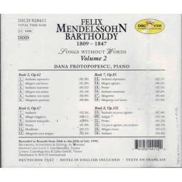 Felix Mendelssohn / Dana Protopopescu - Songs Without Words - Volume 2. CD