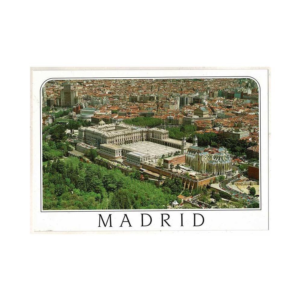 Postal Madrid. Palacio Real. Vista aérea