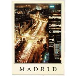 Postal Madrid. Paseo de la Castellana. Vista nocturna