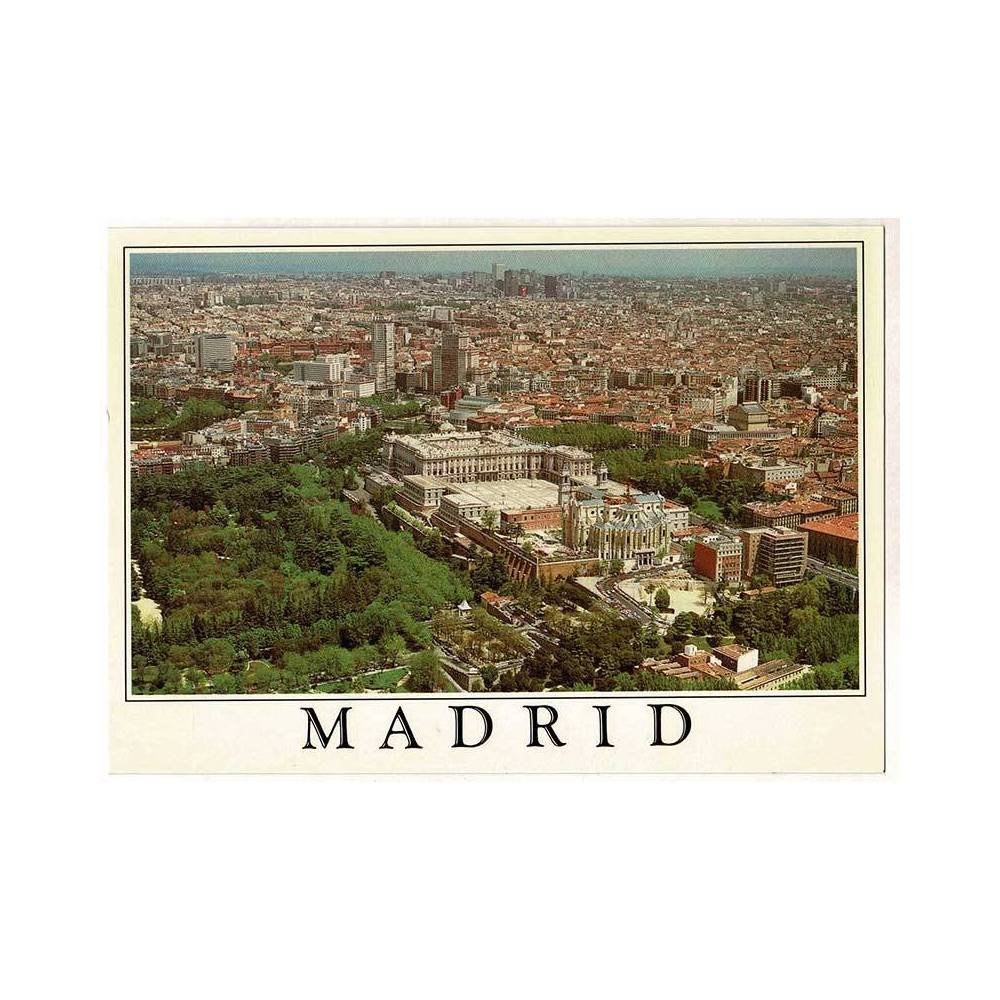 Postal Madrid. Palacio Real. Vista aérea