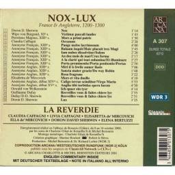 La Reverdie - Nox - Lux France & Angleterre, 1200-1300. CD