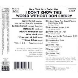 New York Jazz Collective - I Don't Know This World Without Don Cherry. CD