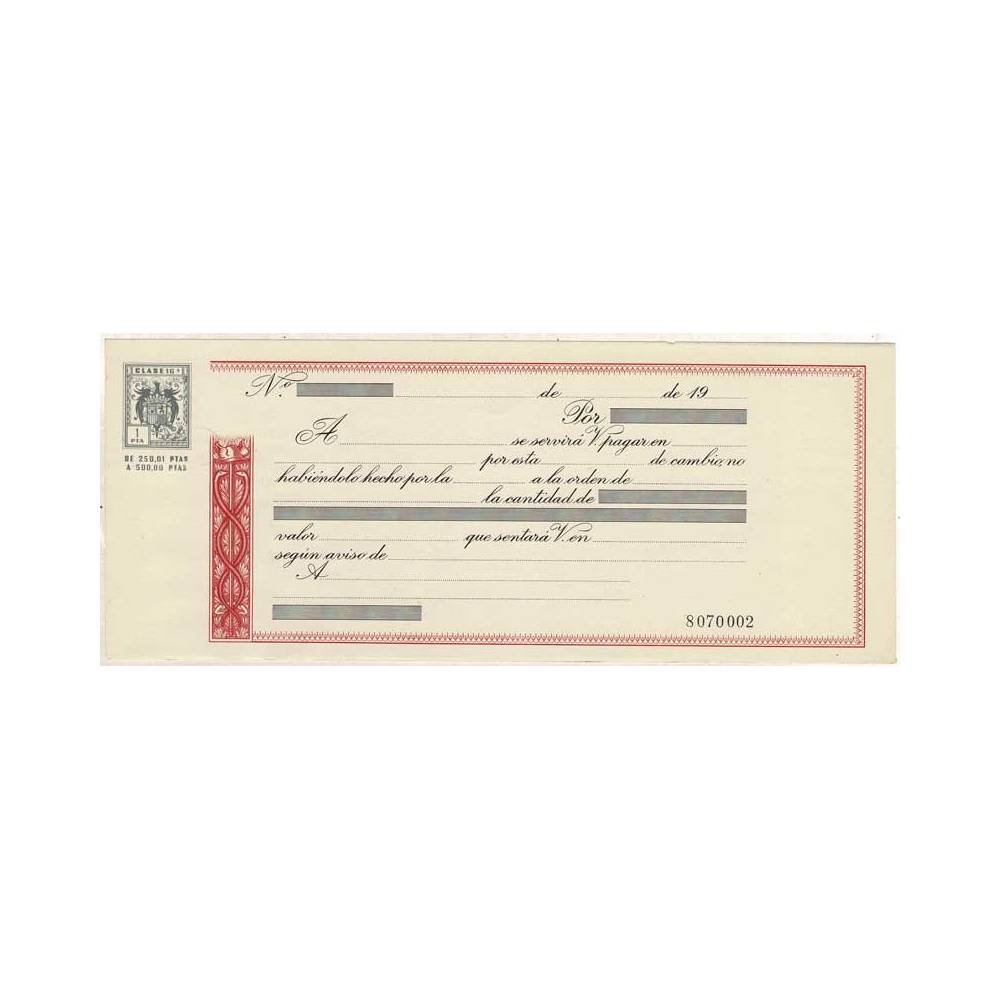 Antigua Letra de Cambio en blanco. Clase 16. 1 pta. Años 40-50