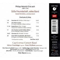 Philipp Heinrich Erlebach. Feuersinger, Vitzthum, Capricornus Consort Basel - Süsse Freundschaft, Edles Band. CD